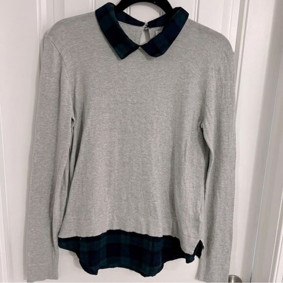 J Crew Factory Women’s Sweater Watch Plaid Collar and Shirttail Size Small - Picture 1 of 10